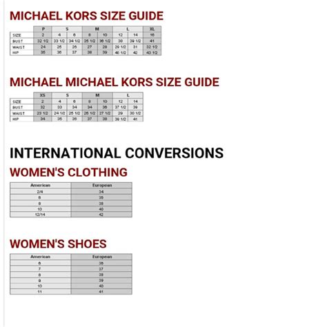 michael kors fulton size chart|michael kors size chart.